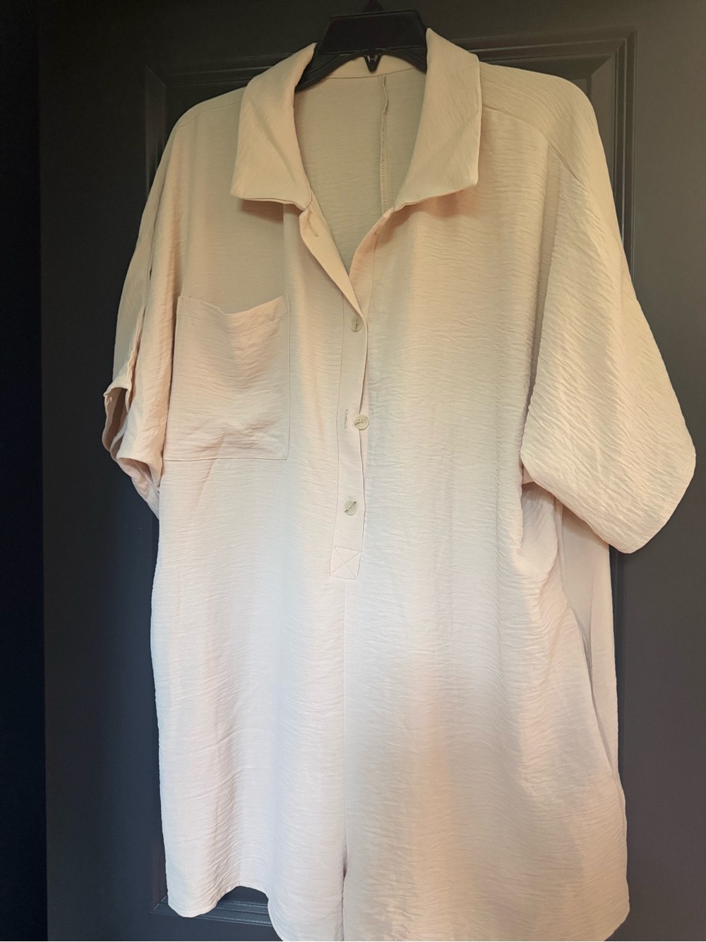 Ivory Button-Up Pocket Romper